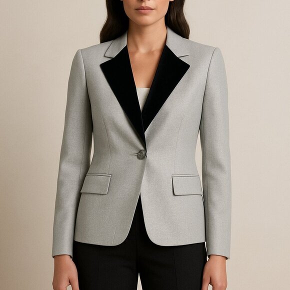 Trina Turk Silver Sparkly Blazer Sz 8 - Picture 1 of 7